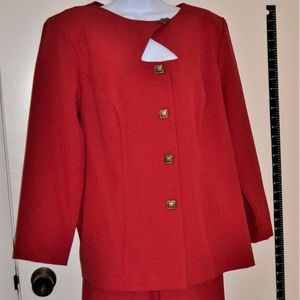 2PC (Jkt/Skt) Red ladies plus size suit